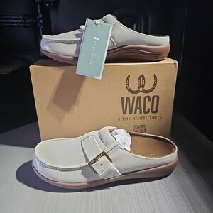 Revitalign Siesta Solid Sterling Oatmeal Shimmer Slides Women's 9.5B New w/ Box